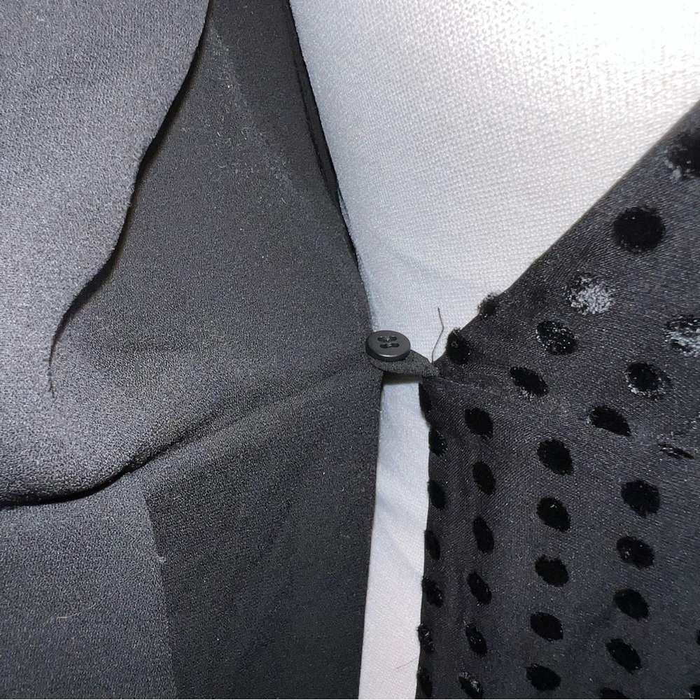 Whistles Black Flocked Polka Dot Wrap Midi Dress US 4 - Picture 11 of 15